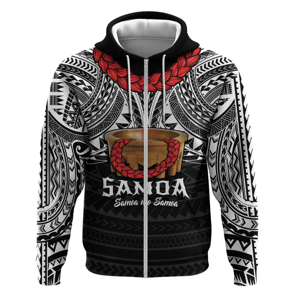 Samoan Tanoa Kava Bowl Ula Fala Zip Hoodie Polynesian Tribal Vibe