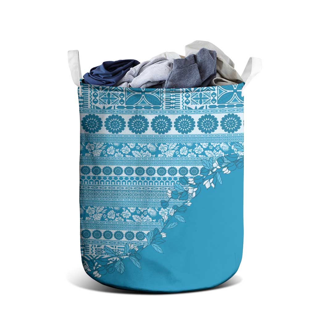 Fiji Marau na Kerisimasi Laundry Basket Aqua Tagimoucia Tapa Masi Tribal LT9 - Polynesian Pride