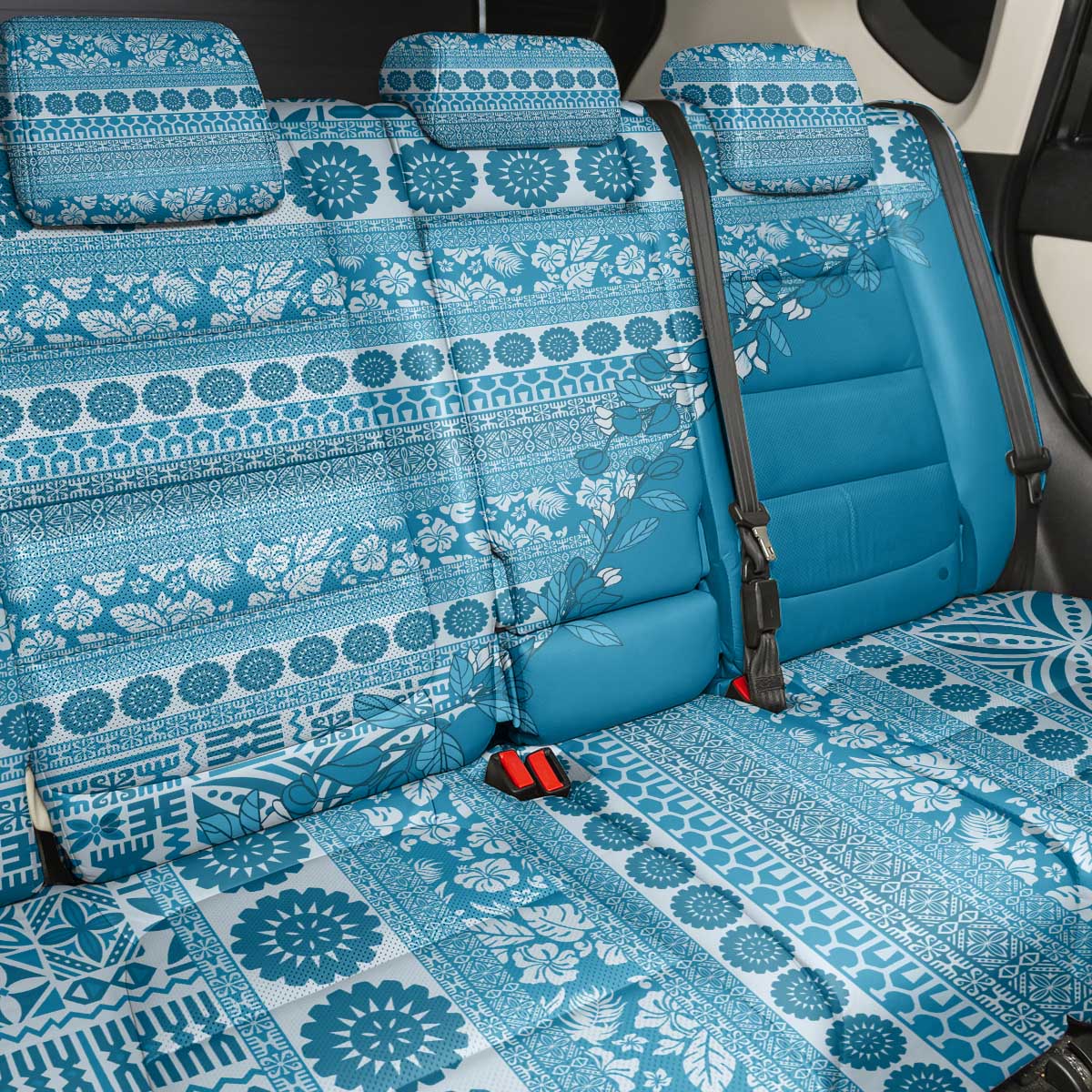 Fiji Marau na Kerisimasi Back Car Seat Cover Aqua Tagimoucia Tapa Masi Tribal - Polynesian Pride