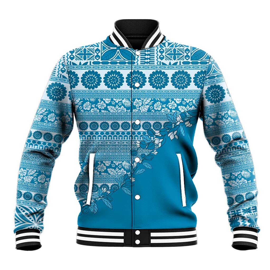 Fiji Marau na Kerisimasi Baseball Jacket Aqua Tagimoucia Tapa Masi Tribal LT9 Unisex Aqua - Polynesian Pride