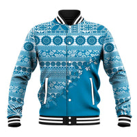Fiji Marau na Kerisimasi Baseball Jacket Aqua Tagimoucia Tapa Masi Tribal LT9 Unisex Aqua - Polynesian Pride