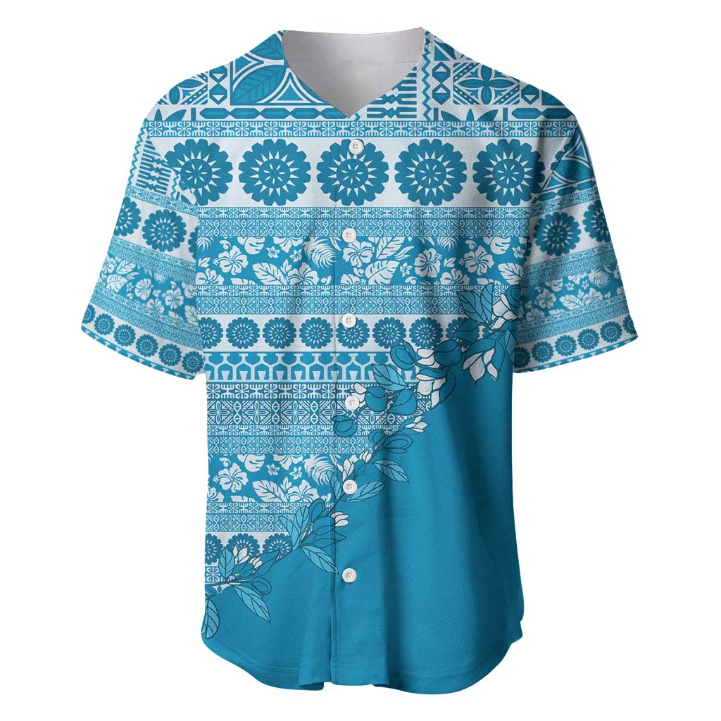 Fiji Marau na Kerisimasi Baseball Jersey Aqua Tagimoucia Tapa Masi Tribal - Polynesian Pride