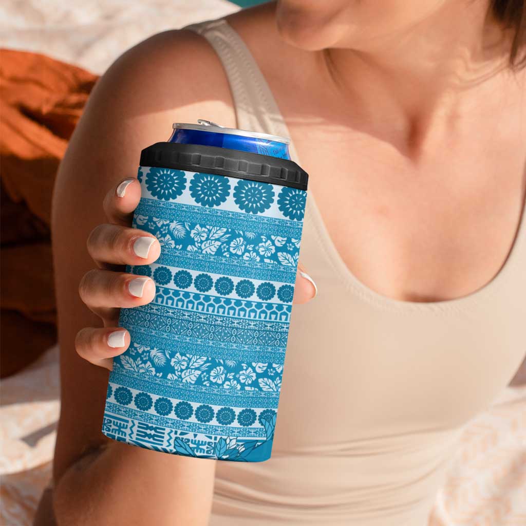 Fiji Marau na Kerisimasi 4 in 1 Can Cooler Tumbler Aqua Tagimoucia Tapa Masi Tribal - Polynesian Pride