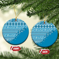 Fiji Marau na Kerisimasi Ceramic Ornament Aqua Tagimoucia Tapa Masi Tribal LT9 Circle Aqua - Polynesian Pride