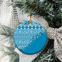 Fiji Marau na Kerisimasi Ceramic Ornament Aqua Tagimoucia Tapa Masi Tribal LT9 - Polynesian Pride