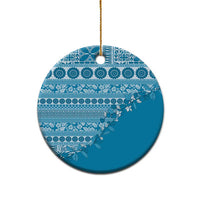 Fiji Marau na Kerisimasi Ceramic Ornament Aqua Tagimoucia Tapa Masi Tribal LT9 - Polynesian Pride