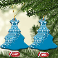 Fiji Marau na Kerisimasi Ceramic Ornament Aqua Tagimoucia Tapa Masi Tribal LT9 Christmas Tree Aqua - Polynesian Pride