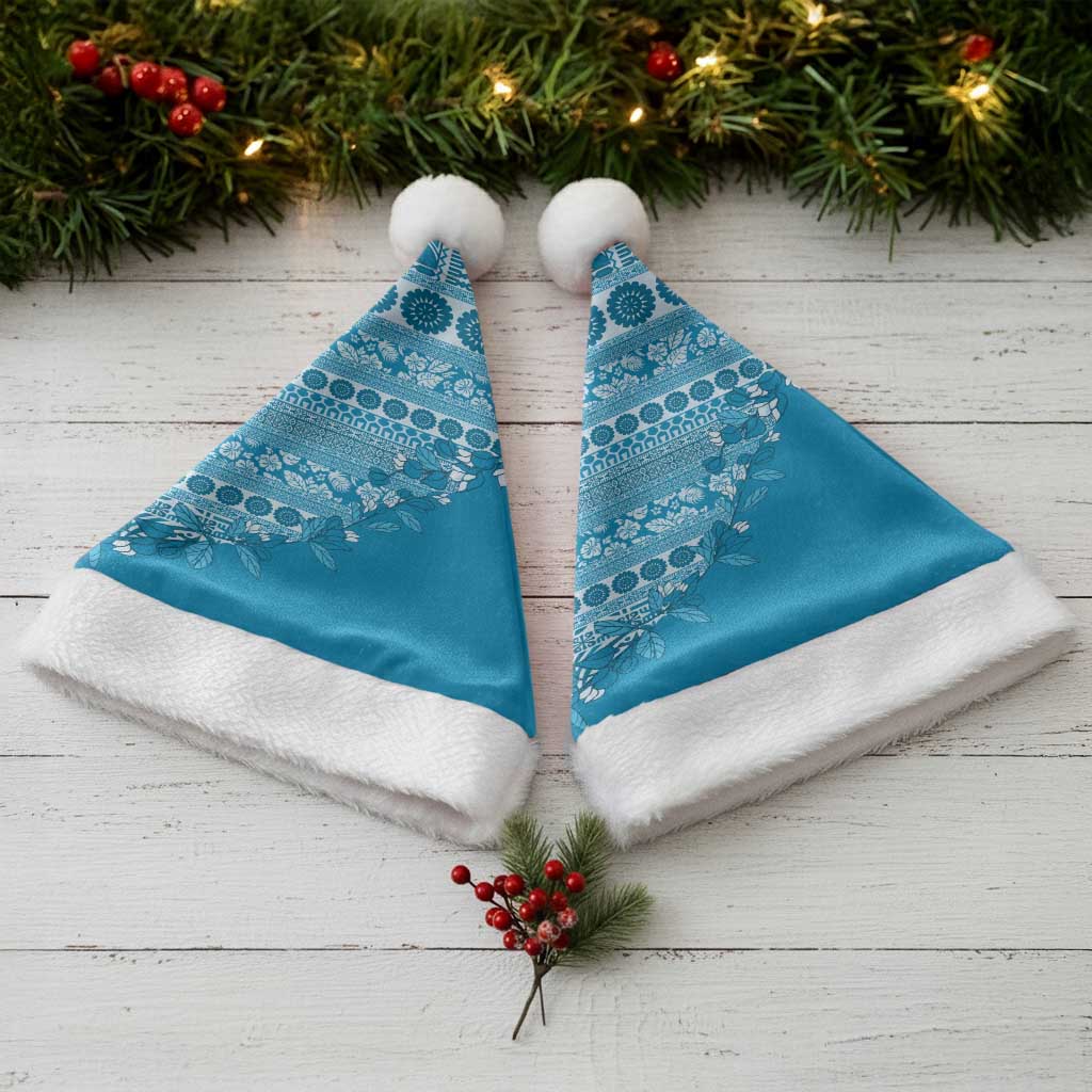 Fiji Marau na Kerisimasi Christmas Santa Hat Aqua Tagimoucia Tapa Masi Tribal - Polynesian Pride
