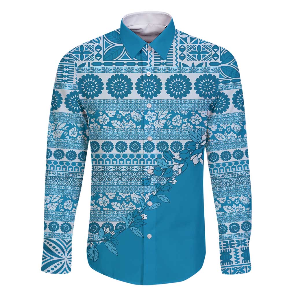 Fiji Marau na Kerisimasi Family Matching Mermaid Dress and Hawaiian Shirt Aqua Tagimoucia Tapa Masi Tribal - Polynesian Pride