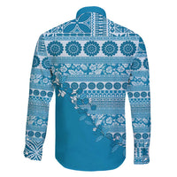 Fiji Marau na Kerisimasi Family Matching Off Shoulder Short Dress and Hawaiian Shirt Aqua Tagimoucia Tapa Masi Tribal - Polynesian Pride