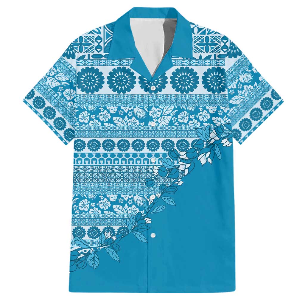 Fiji Marau na Kerisimasi Family Matching Puletasi and Hawaiian Shirt Aqua Tagimoucia Tapa Masi Tribal - Polynesian Pride