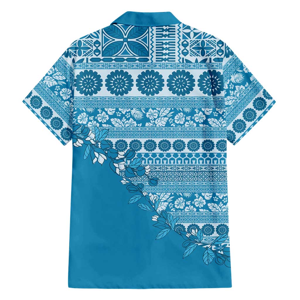 Fiji Marau na Kerisimasi Family Matching Puletasi and Hawaiian Shirt Aqua Tagimoucia Tapa Masi Tribal - Polynesian Pride