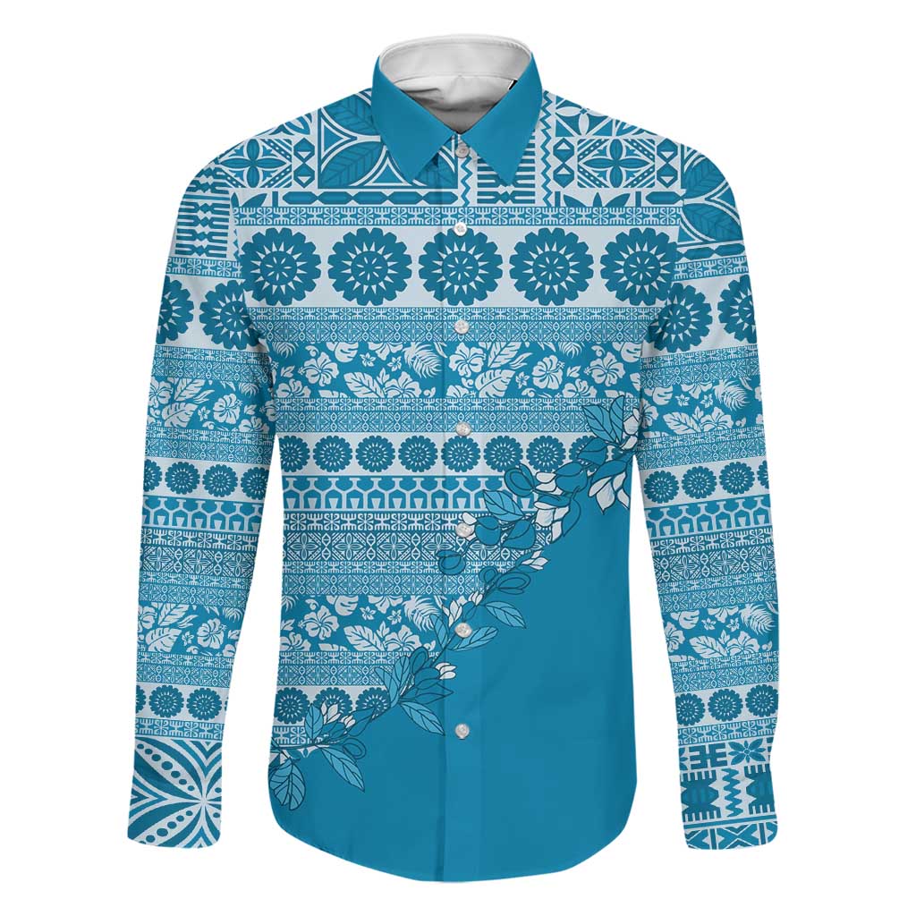 Fiji Marau na Kerisimasi Family Matching Puletasi and Hawaiian Shirt Aqua Tagimoucia Tapa Masi Tribal - Polynesian Pride