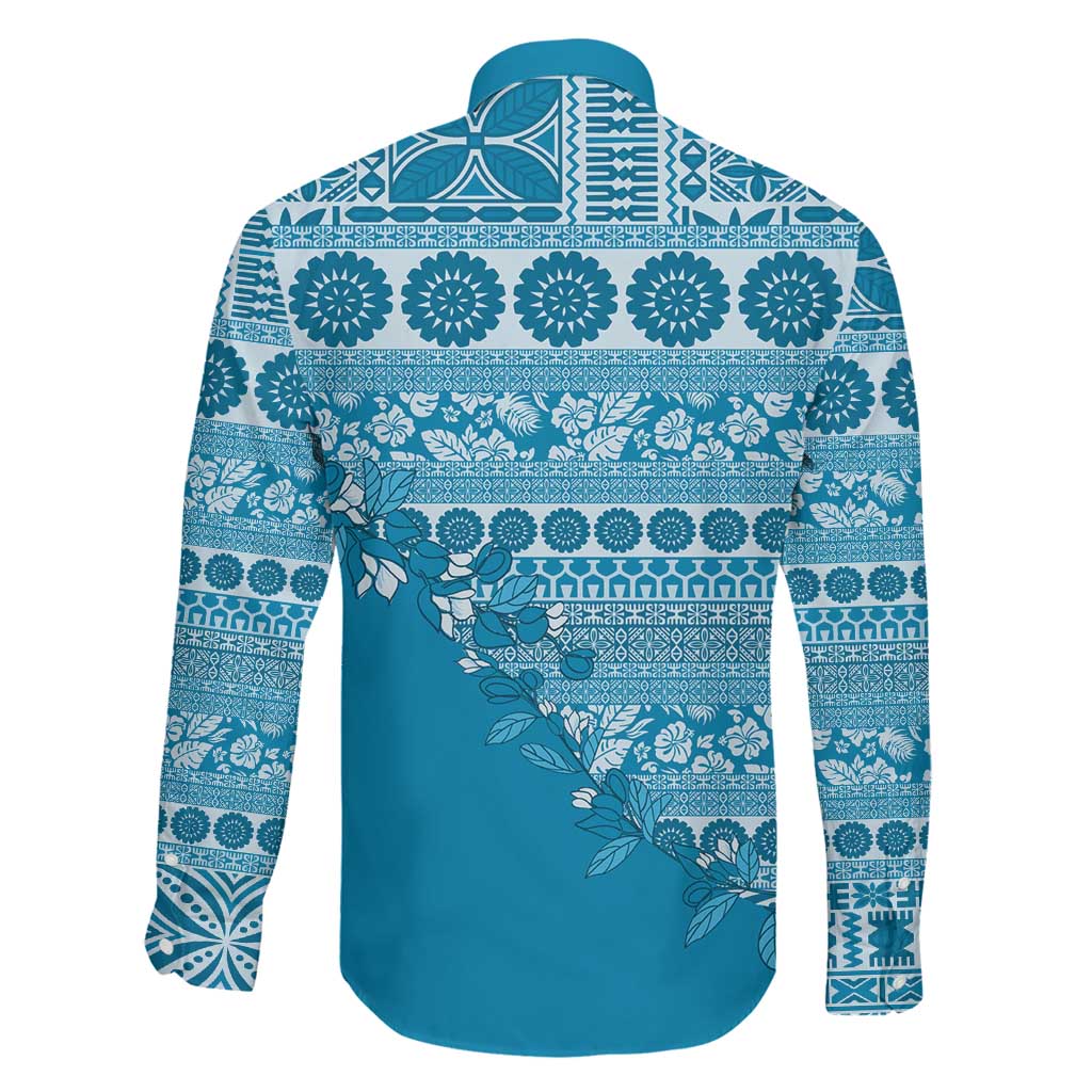 Fiji Marau na Kerisimasi Family Matching Puletasi and Hawaiian Shirt Aqua Tagimoucia Tapa Masi Tribal - Polynesian Pride