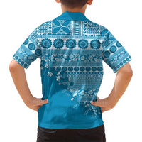 Fiji Marau na Kerisimasi Family Matching Summer Maxi Dress and Hawaiian Shirt Aqua Tagimoucia Tapa Masi Tribal - Polynesian Pride