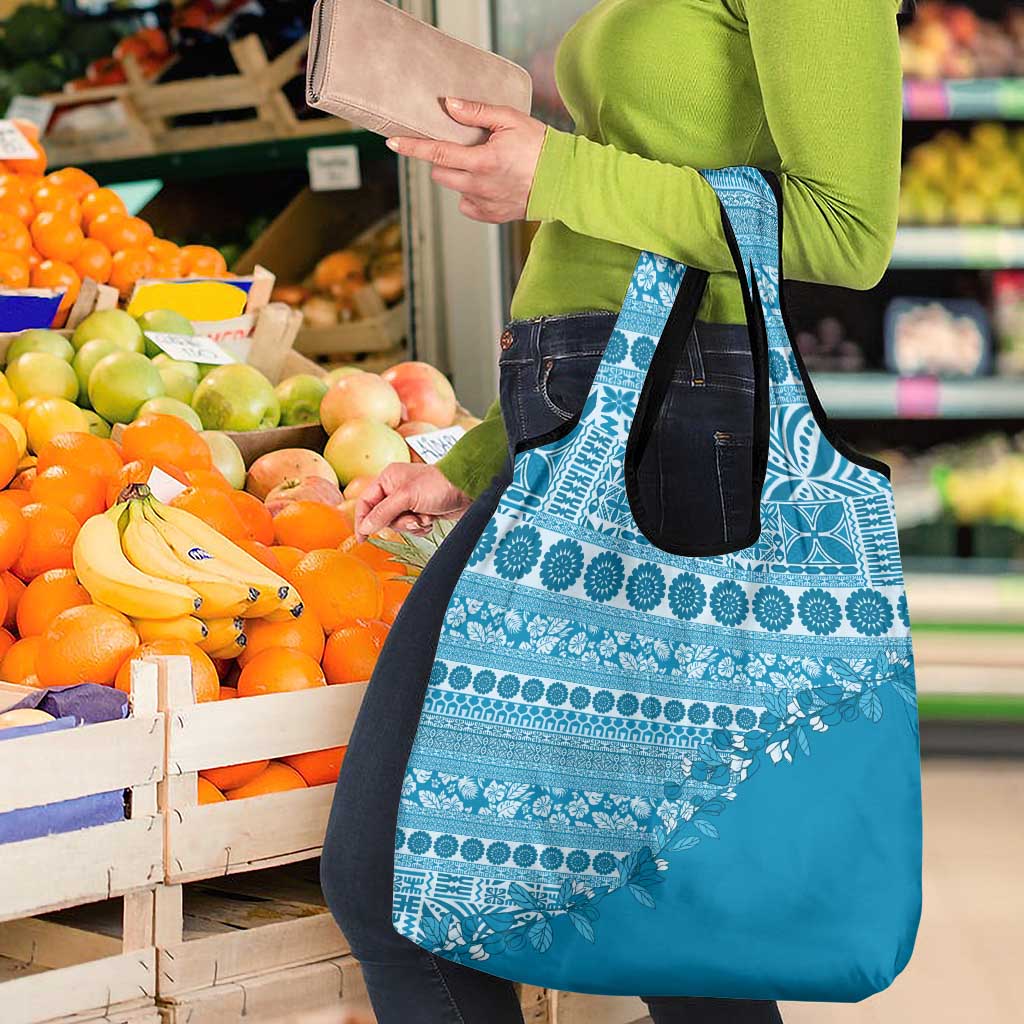Fiji Marau na Kerisimasi Grocery Bag Aqua Tagimoucia Tapa Masi Tribal - Polynesian Pride