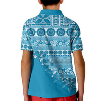 Fiji Marau na Kerisimasi Kid Polo Shirt Aqua Tagimoucia Tapa Masi Tribal - Polynesian Pride