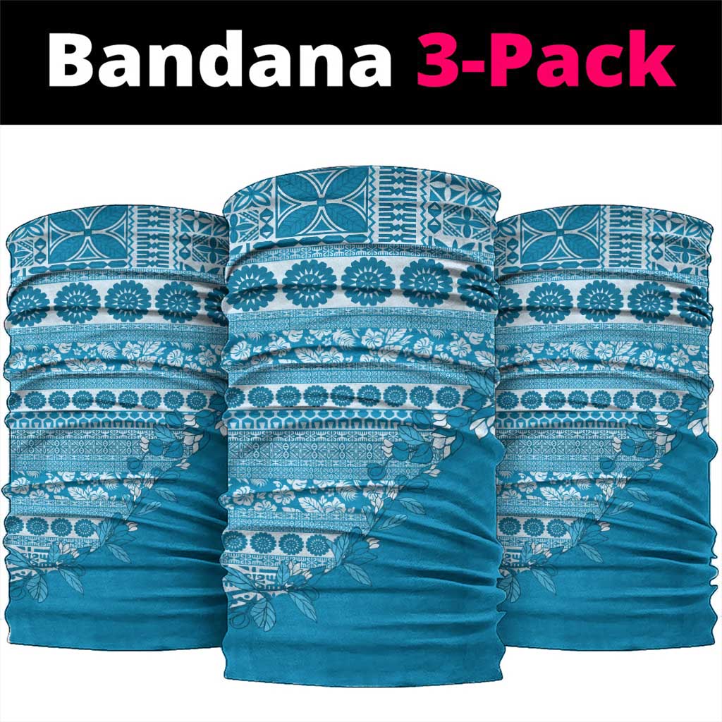 Fiji Marau na Kerisimasi Neck Gaiter Aqua Tagimoucia Tapa Masi Tribal - Polynesian Pride
