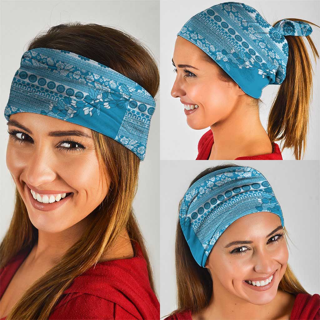 Fiji Marau na Kerisimasi Neck Gaiter Aqua Tagimoucia Tapa Masi Tribal - Polynesian Pride