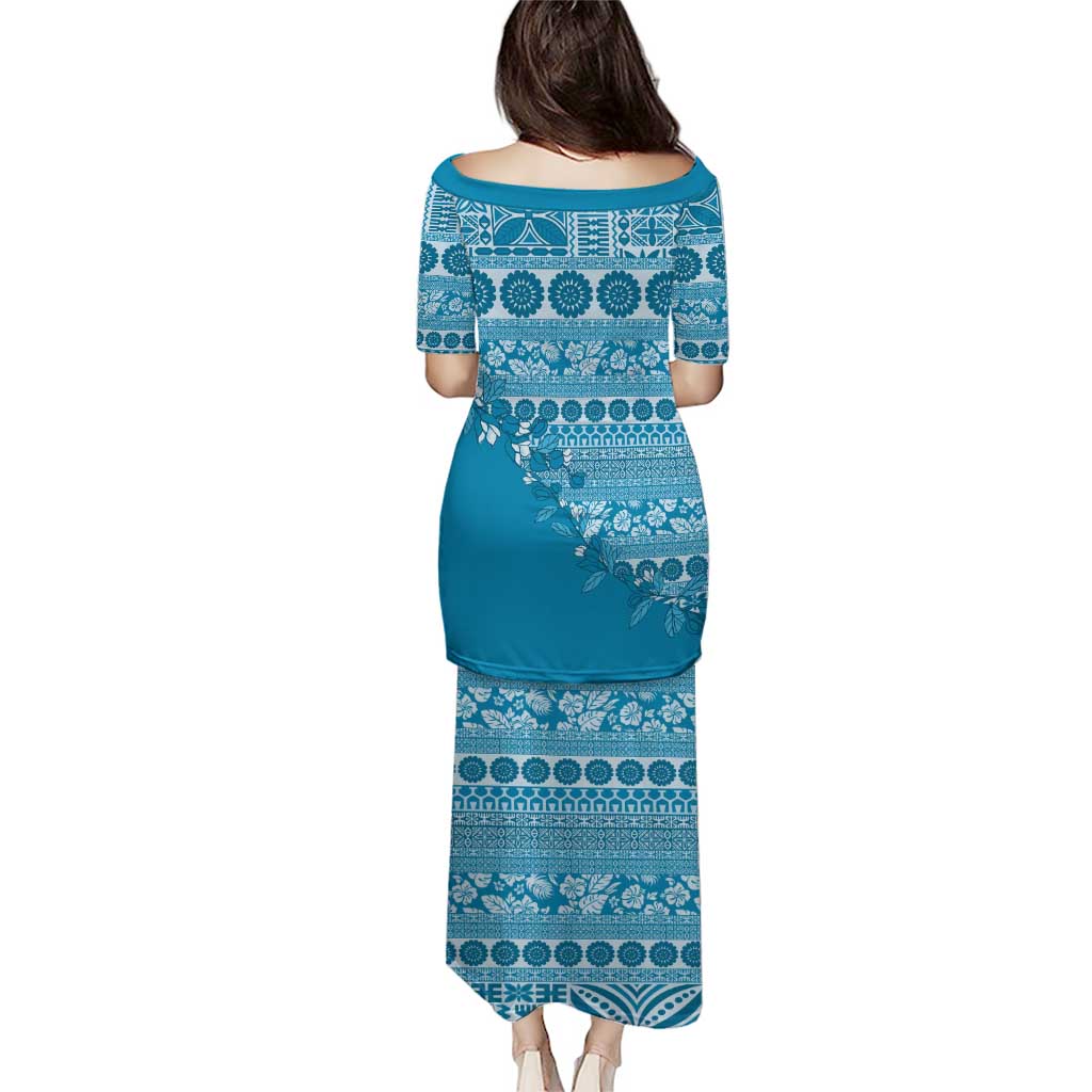 Fiji Marau na Kerisimasi Puletasi Aqua Tagimoucia Tapa Masi Tribal - Polynesian Pride