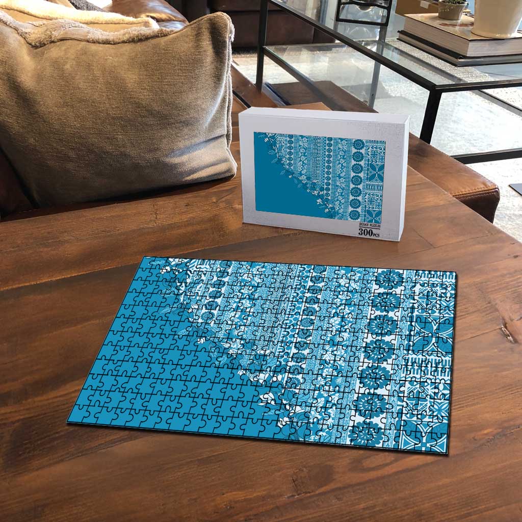 Fiji Marau na Kerisimasi Puzzle Aqua Tagimoucia Tapa Masi Tribal LT9 - Polynesian Pride