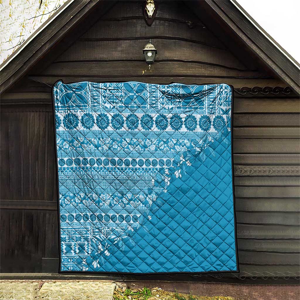 Fiji Marau na Kerisimasi Quilt Aqua Tagimoucia Tapa Masi Tribal - Polynesian Pride
