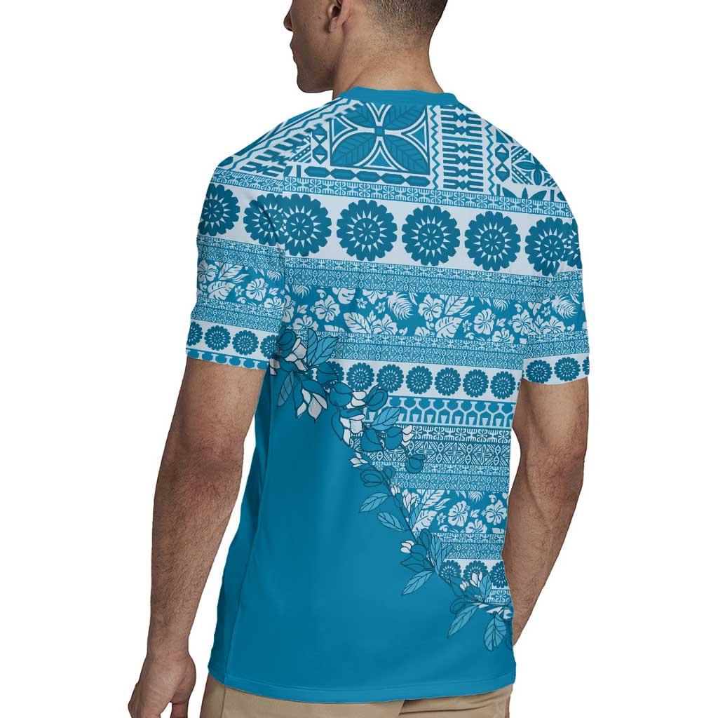 Fiji Marau na Kerisimasi Rugby Jersey Aqua Tagimoucia Tapa Masi Tribal - Polynesian Pride