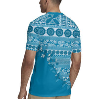 Fiji Marau na Kerisimasi Rugby Jersey Aqua Tagimoucia Tapa Masi Tribal - Polynesian Pride