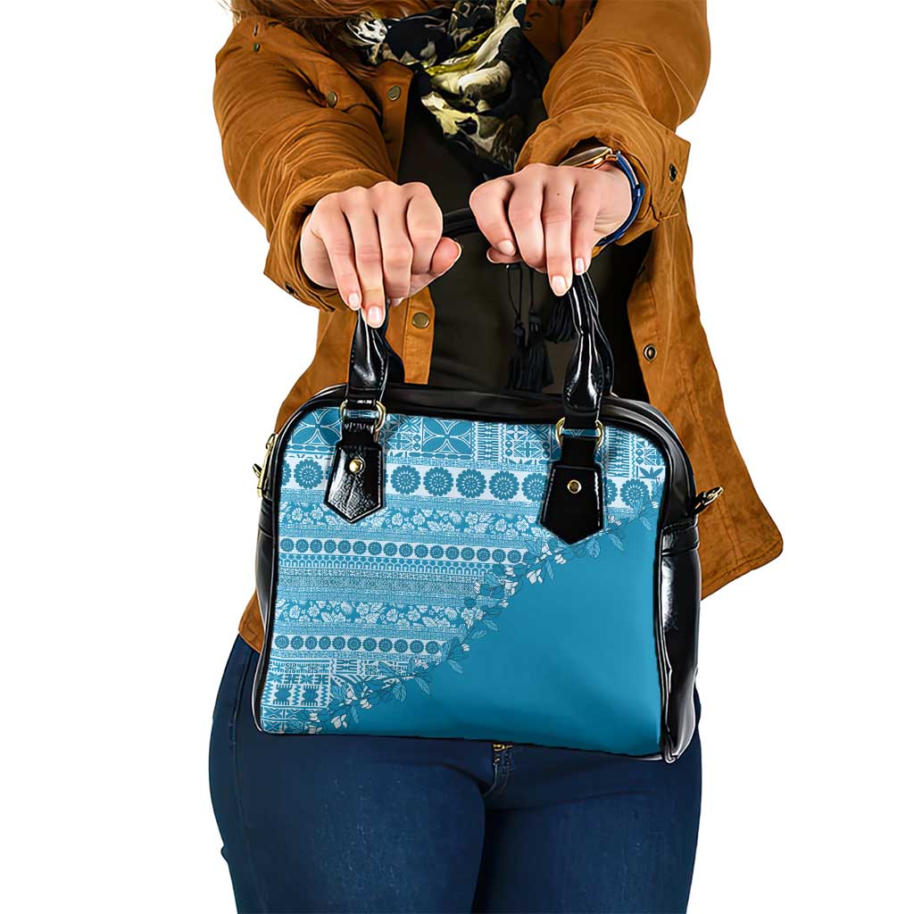 Fiji Marau na Kerisimasi Shoulder Handbag Aqua Tagimoucia Tapa Masi Tribal LT9 One Size Aqua - Polynesian Pride