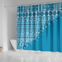 Fiji Marau na Kerisimasi Shower Curtain Aqua Tagimoucia Tapa Masi Tribal - Polynesian Pride