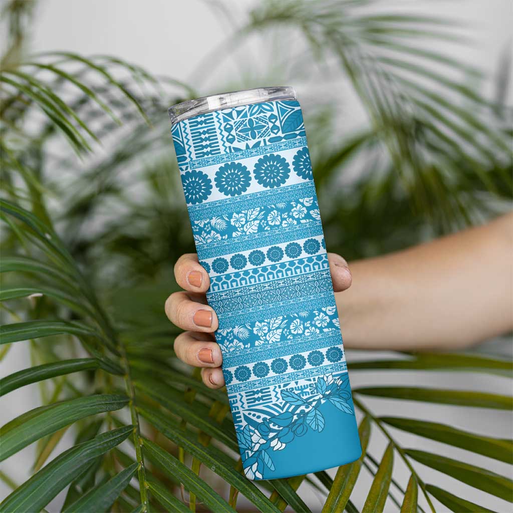 Fiji Marau na Kerisimasi Skinny Tumbler Aqua Tagimoucia Tapa Masi Tribal - Polynesian Pride
