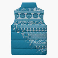 Fiji Marau na Kerisimasi Sleeveless Puffer Jacket Aqua Tagimoucia Tapa Masi Tribal LT9 - Polynesian Pride
