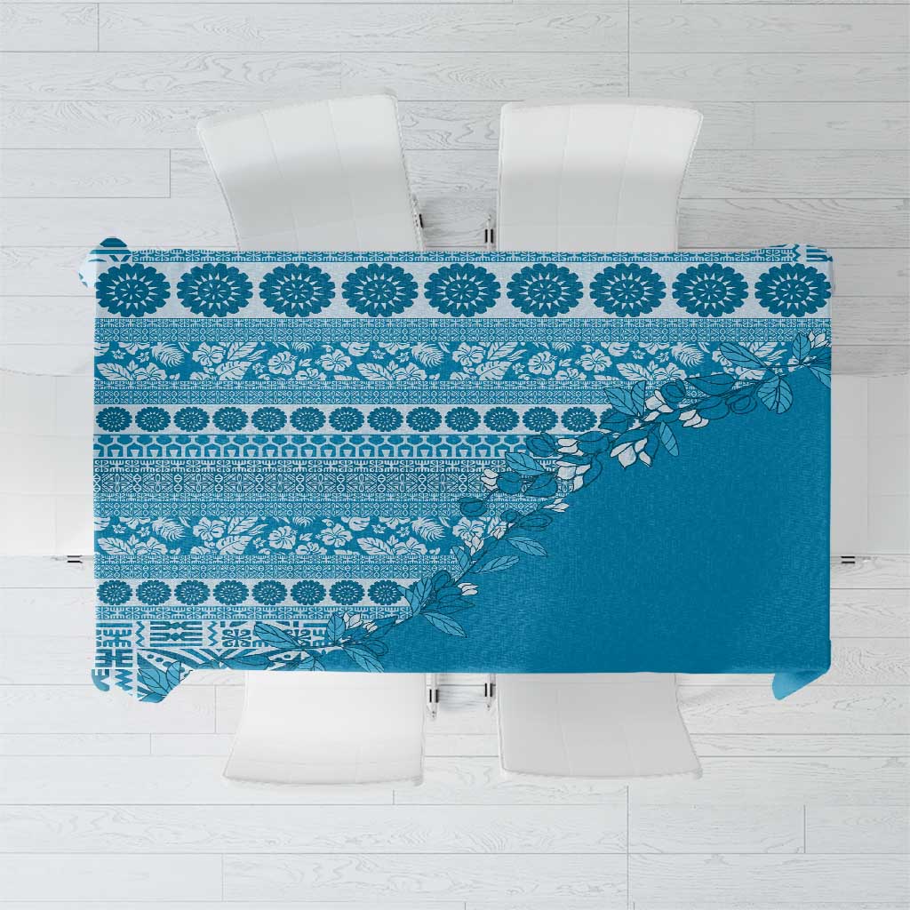 Fiji Marau na Kerisimasi Tablecloth Aqua Tagimoucia Tapa Masi Tribal LT9 Aqua - Polynesian Pride