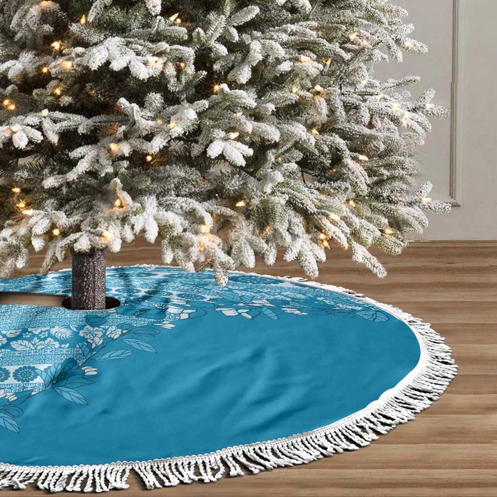 Fiji Marau na Kerisimasi Tree Skirt Aqua Tagimoucia Tapa Masi Tribal LT9 - Polynesian Pride