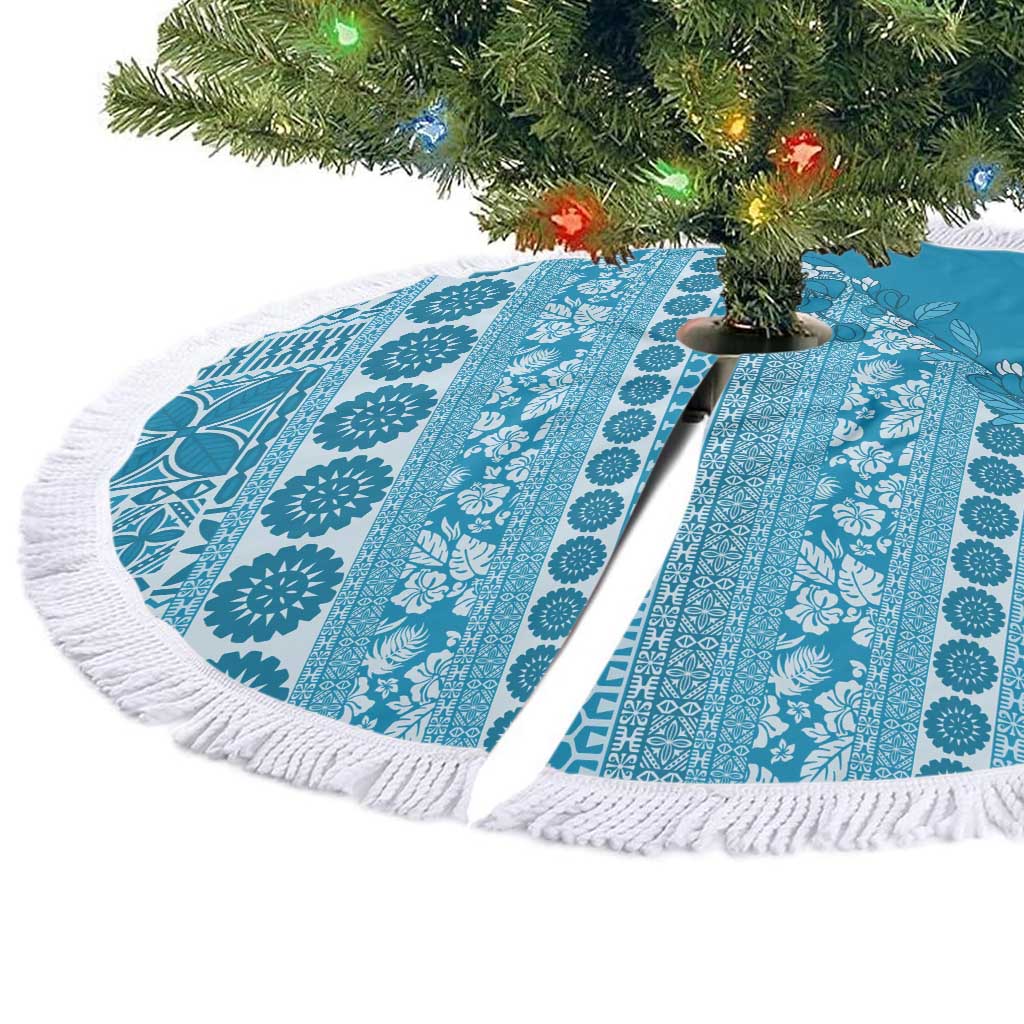 Fiji Marau na Kerisimasi Tree Skirt Aqua Tagimoucia Tapa Masi Tribal LT9 - Polynesian Pride