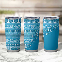 Fiji Marau na Kerisimasi Tumbler Cup Aqua Tagimoucia Tapa Masi Tribal - Polynesian Pride
