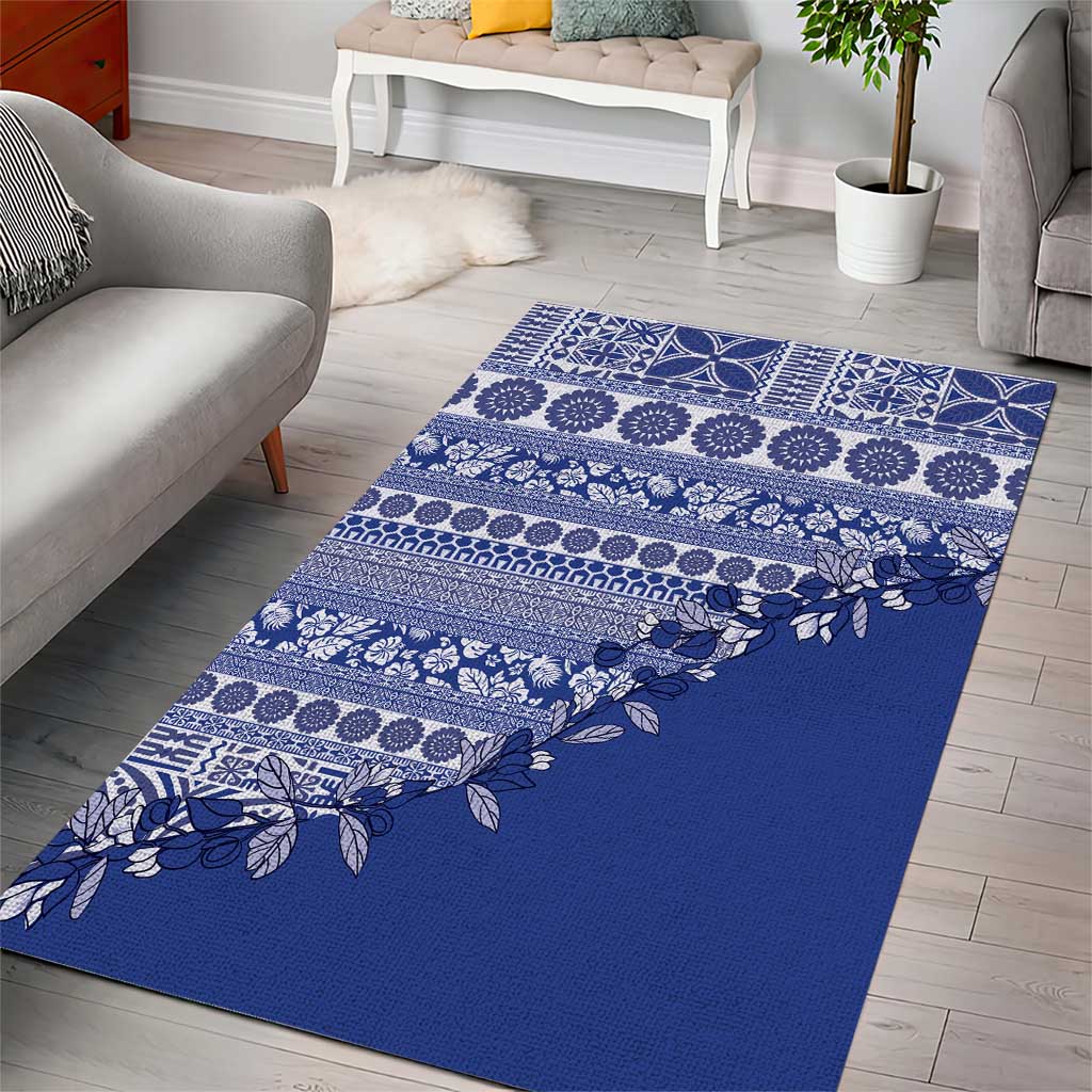 Fiji Marau na Kerisimasi Area Rug Blue Tagimoucia Tapa Masi Tribal - Polynesian Pride