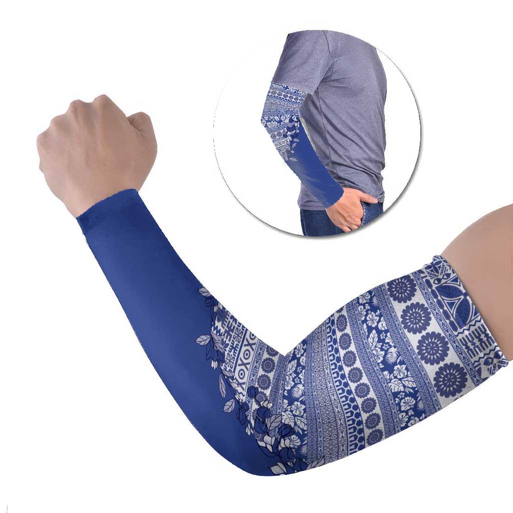 Fiji Marau na Kerisimasi Arm Sleeves Blue Tagimoucia Tapa Masi Tribal LT9 Set of 2 Blue - Polynesian Pride