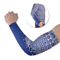 Fiji Marau na Kerisimasi Arm Sleeves Blue Tagimoucia Tapa Masi Tribal LT9 Set of 2 Blue - Polynesian Pride