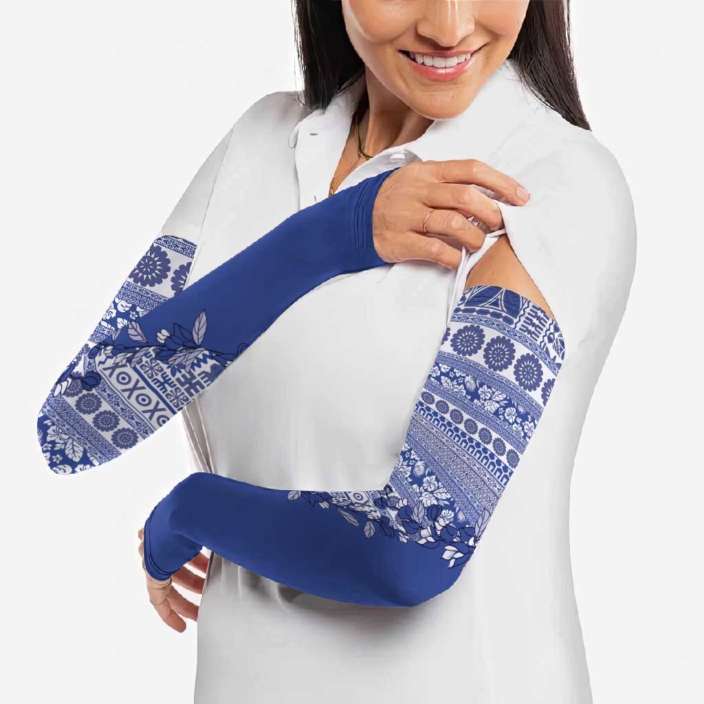 Fiji Marau na Kerisimasi Arm Sleeves Blue Tagimoucia Tapa Masi Tribal LT9 - Polynesian Pride