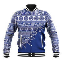 Fiji Marau na Kerisimasi Baseball Jacket Blue Tagimoucia Tapa Masi Tribal LT9 Unisex Blue - Polynesian Pride