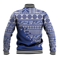 Fiji Marau na Kerisimasi Baseball Jacket Blue Tagimoucia Tapa Masi Tribal LT9 - Polynesian Pride