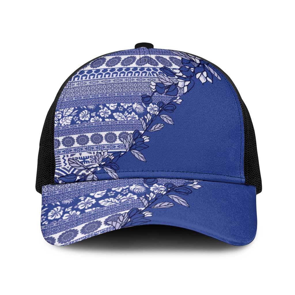Fiji Marau na Kerisimasi Baseball Net Cap Blue Tagimoucia Tapa Masi Tribal - Polynesian Pride