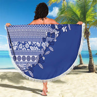 Fiji Marau na Kerisimasi Beach Blanket Blue Tagimoucia Tapa Masi Tribal - Polynesian Pride