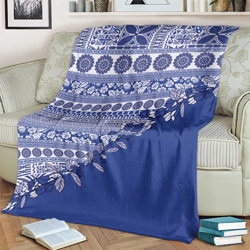 Fiji Marau na Kerisimasi Blanket Blue Tagimoucia Tapa Masi Tribal - Polynesian Pride