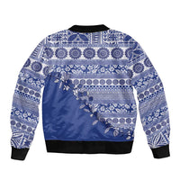 Fiji Marau na Kerisimasi Bomber Jacket Blue Tagimoucia Tapa Masi Tribal LT9 - Polynesian Pride