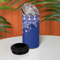 Fiji Marau na Kerisimasi 4 in 1 Can Cooler Tumbler Blue Tagimoucia Tapa Masi Tribal - Polynesian Pride