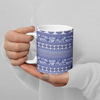 Fiji Marau na Kerisimasi Ceramic Mug Blue Tagimoucia Tapa Masi Tribal - Polynesian Pride