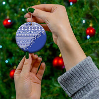 Fiji Marau na Kerisimasi Ceramic Ornament Blue Tagimoucia Tapa Masi Tribal LT9 - Polynesian Pride