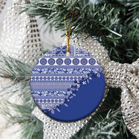 Fiji Marau na Kerisimasi Ceramic Ornament Blue Tagimoucia Tapa Masi Tribal LT9 - Polynesian Pride